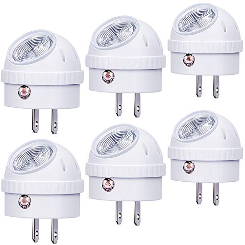 Plug-in LED night light with rotating dusk-to-dawn sensor, 6-pack