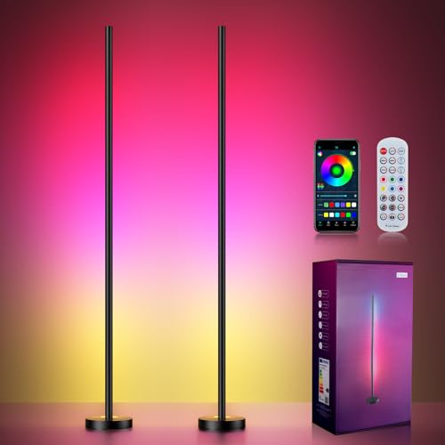 Smart RGBICW corner floor lamp 2-pack with music sync and 16 million colors