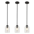 3-pack black seeded glass pendant lights for kitchen island decor