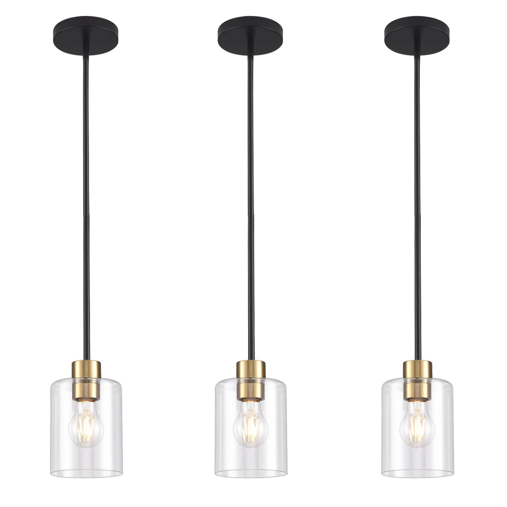 Black and gold pendant light set of 3 for kitchen island decor