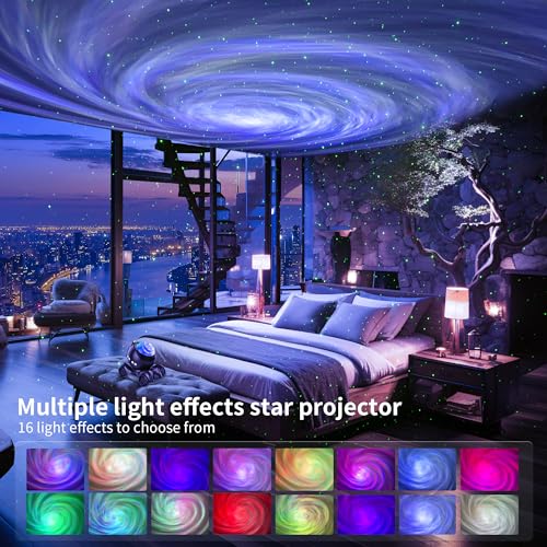 Aurora star projector night light with built-in Bluetooth speaker and white noise