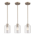Brushed nickel pendant lights, set of 3, kitchen decor fixture