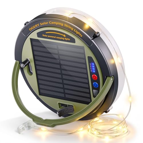 Rechargeable solar outdoor string lights, 49.2Ft with 11 lighting modes