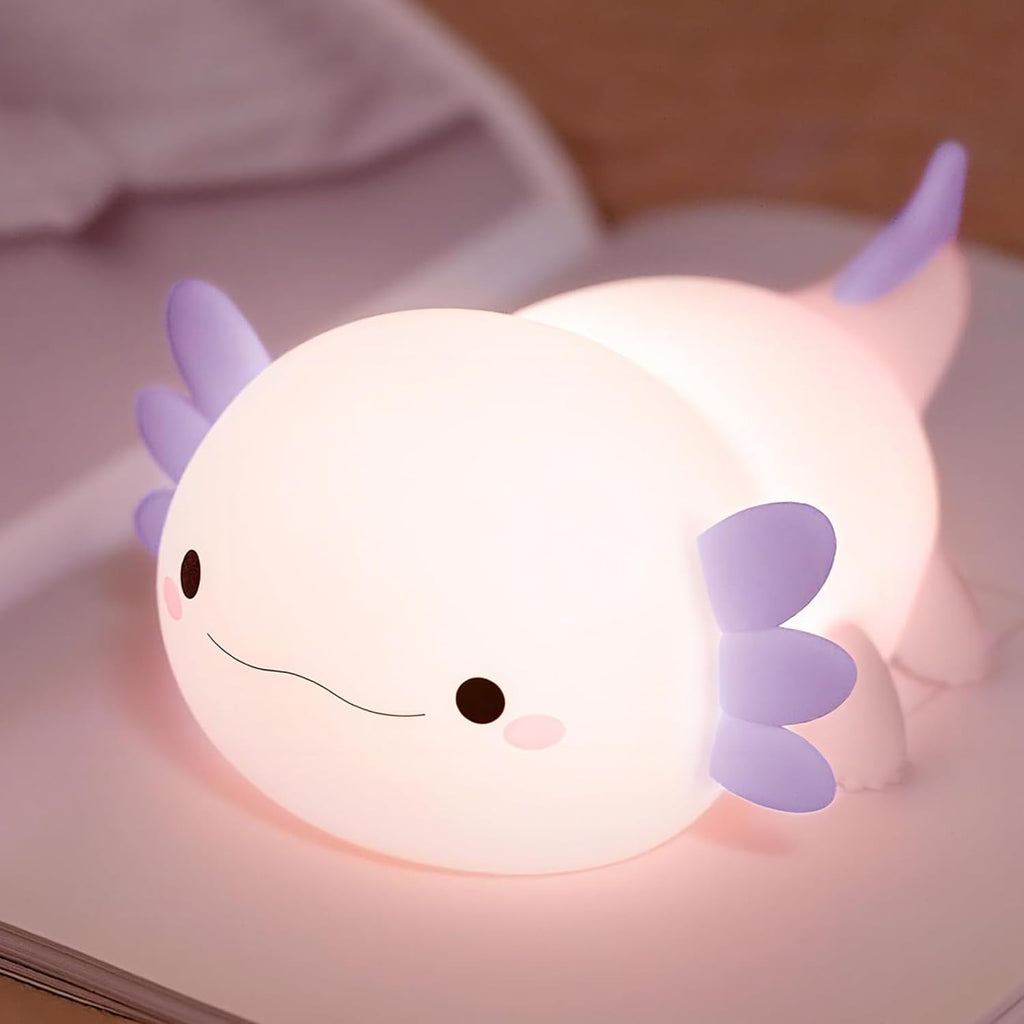 Silicone axolotl night light with soft-touch design for kids