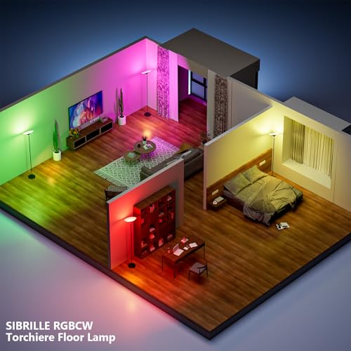 72-inch RGB torchiere floor lamp with remote color control