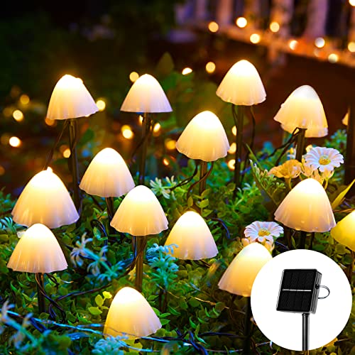 Solar mushroom outdoor string light path lights, 8 modes