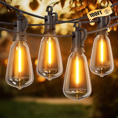100-foot dimmable outdoor string light, shatterproof connectable bulbs