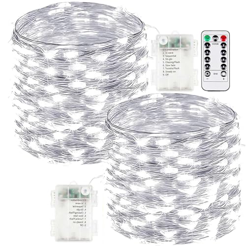 Waterproof battery-powered string light, 200 LEDs, 66 ft, 2-pack