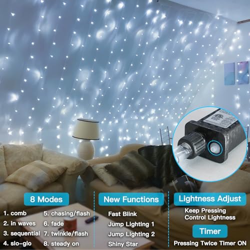 100-LED outdoor string light with timer, 33ft, 12 modes