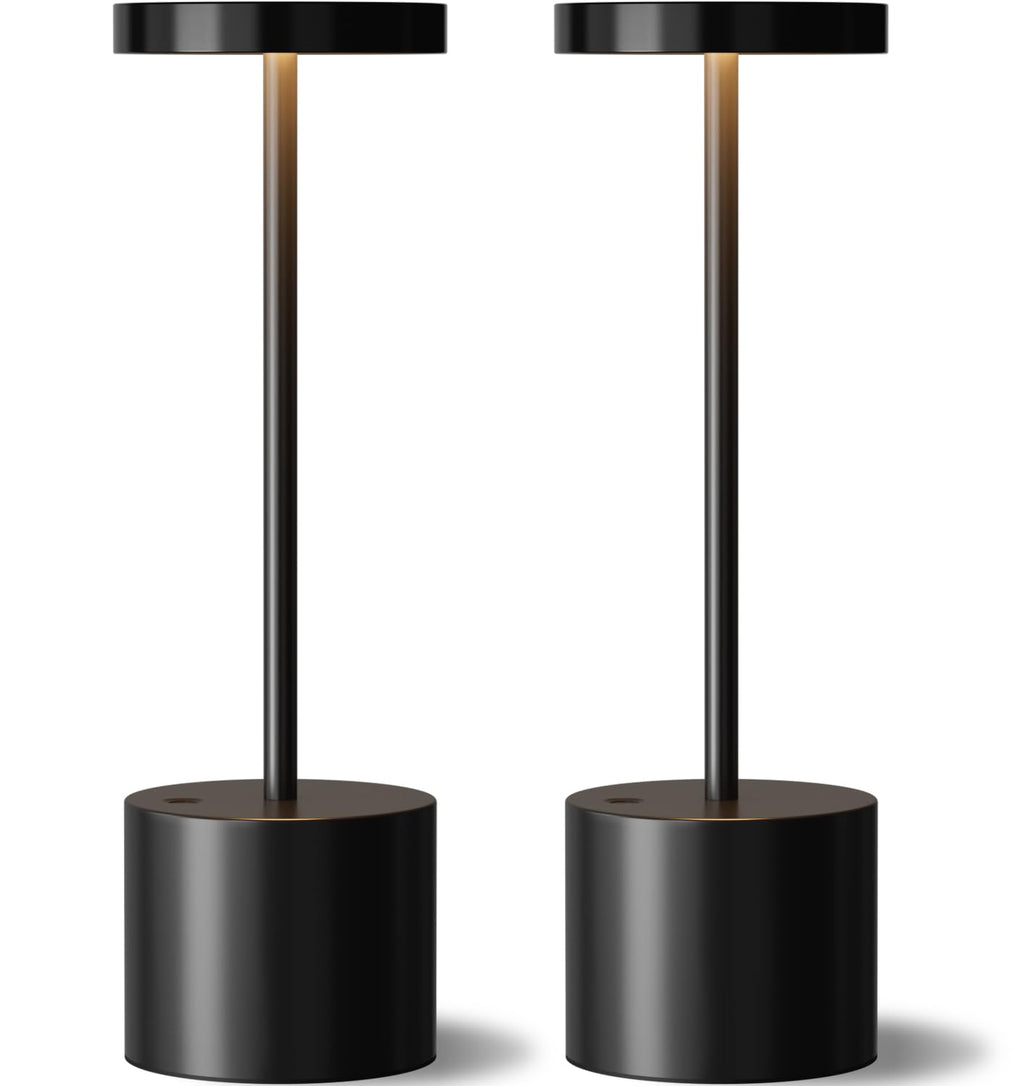 Set of 2 cordless rechargeable table lamps for patio dining