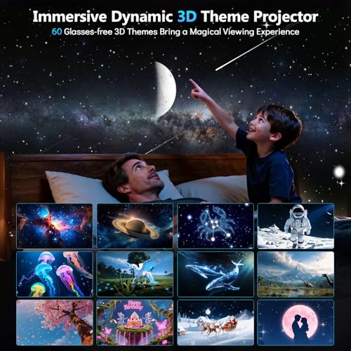 HD 3D galaxy projector night light with Bluetooth speaker, 60 themes