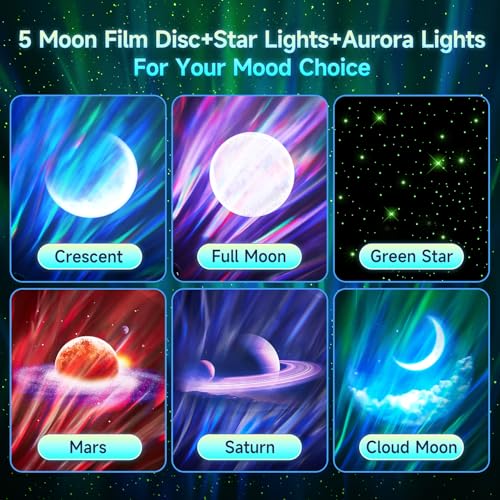 Aurora galaxy projector night light with bluetooth speaker
