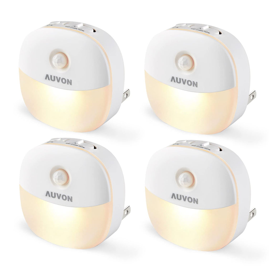 Plug-In Warm White Night Light with Motion & Dusk-to-Dawn Sensor, 4-Pack
