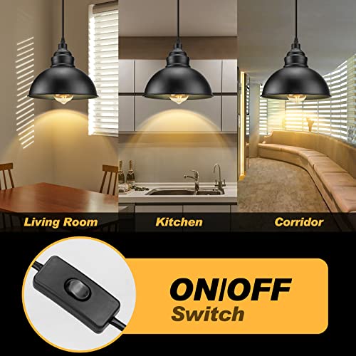 Plug-In Industrial Pendant Light with 15Ft Cord for Home Decor