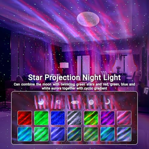 Northern lights star projector night light with Bluetooth speaker and white noise