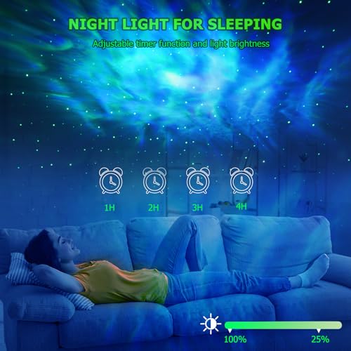 Star galaxy projector night light with timer and remote for bedroom decoration
