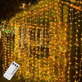 300 LED curtain string lights with remote, 8 modes for home decor
