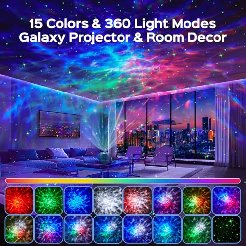 Nebula projector night light with sunset lamp effect and 15 white noise sounds