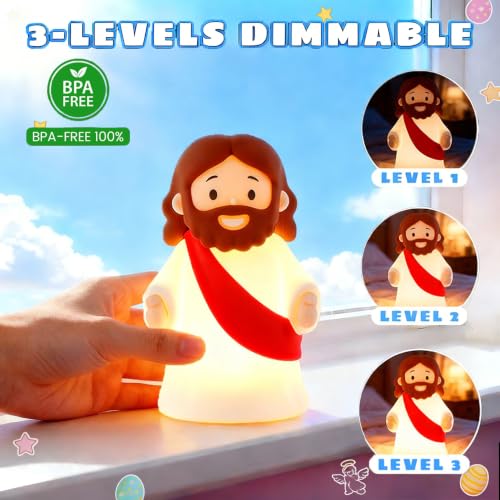 Rechargeable dimmable silicone night light for religious gifts