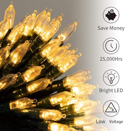 Warm white mini string light, 2-pack, 18 ft, battery-powered