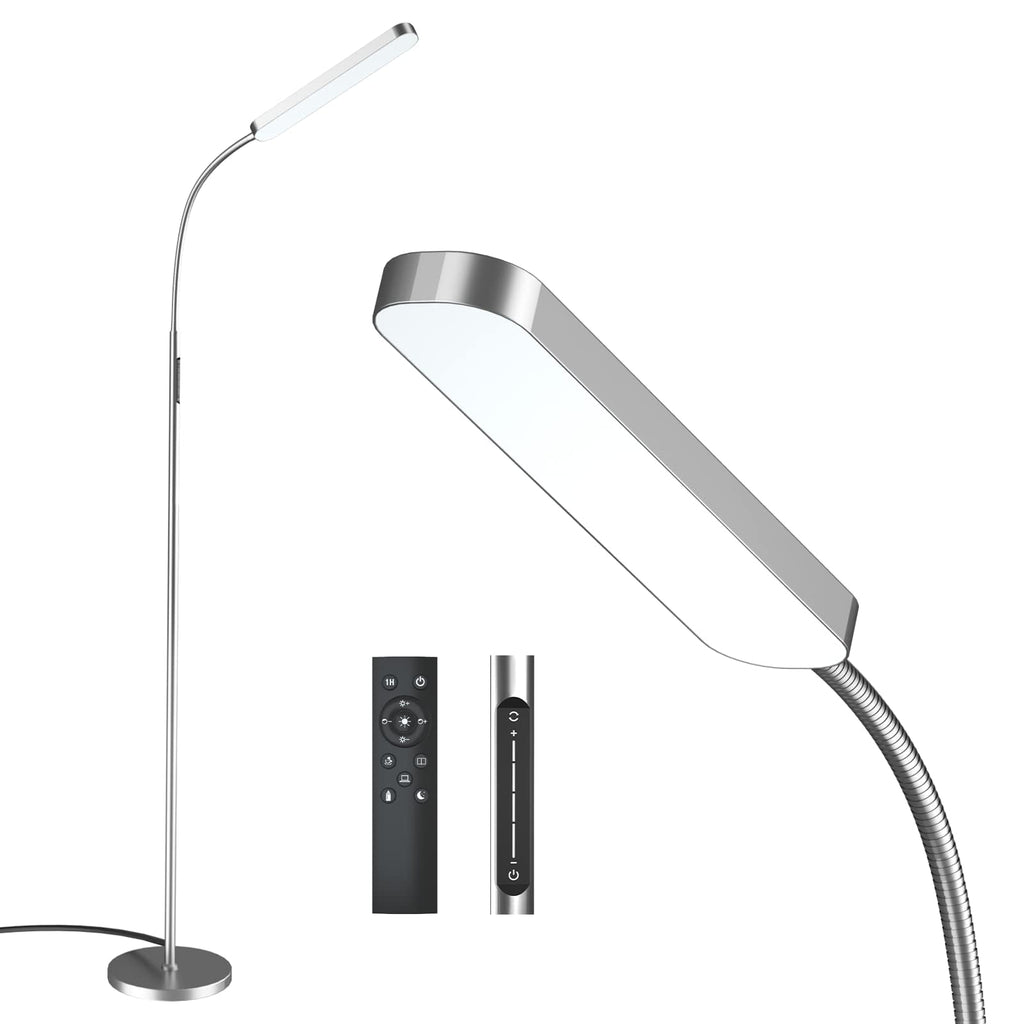 Dimmable LED floor lamp with adjustable color temperature, remote control