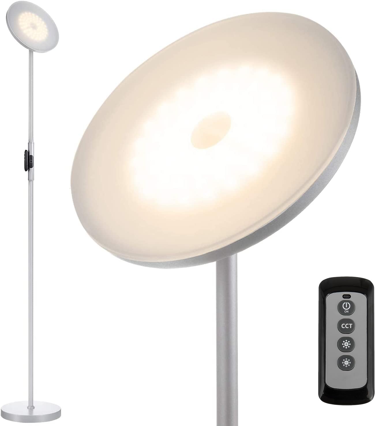 Modern torchiere floor lamp with 2400LM LED and 3 color temperatures