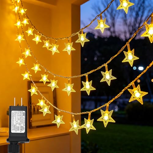 33 ft star-shaped string lights, 100 LED plug-in for bedroom decor