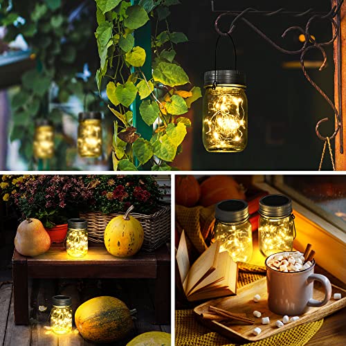6-pack hanging mason jar solar string lights for outdoor patio and garden