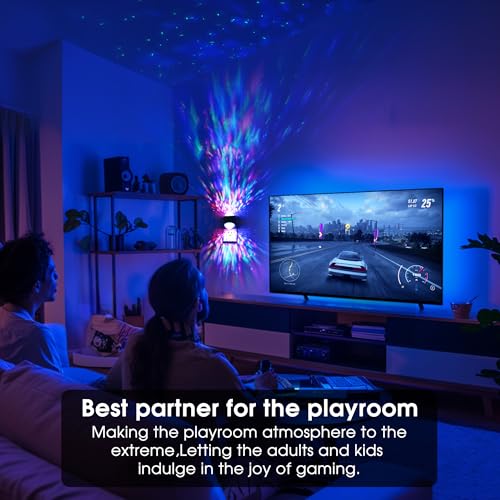 Galaxy star projector night light with dusk-to-dawn sensor, RGB