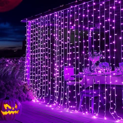 Purple curtain string light, 300 LED, 8 modes, waterproof