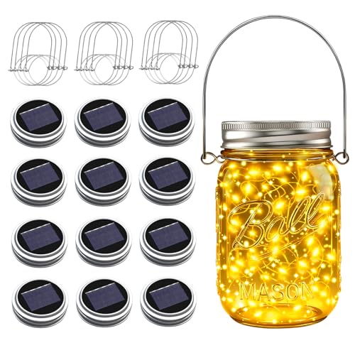 Firefly-style solar string light for mason jar lids, outdoor, 12-pack