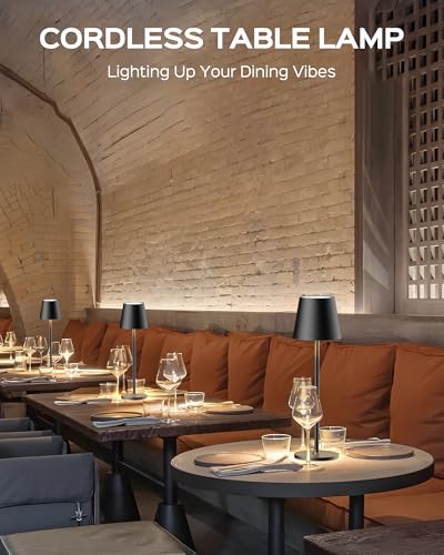 Cordless rechargeable table lamp 2-pack with adjustable height and waterproof design