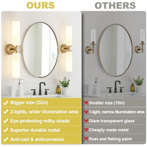 Set of 2 hardwired brushed gold wall sconces with milky glass decor