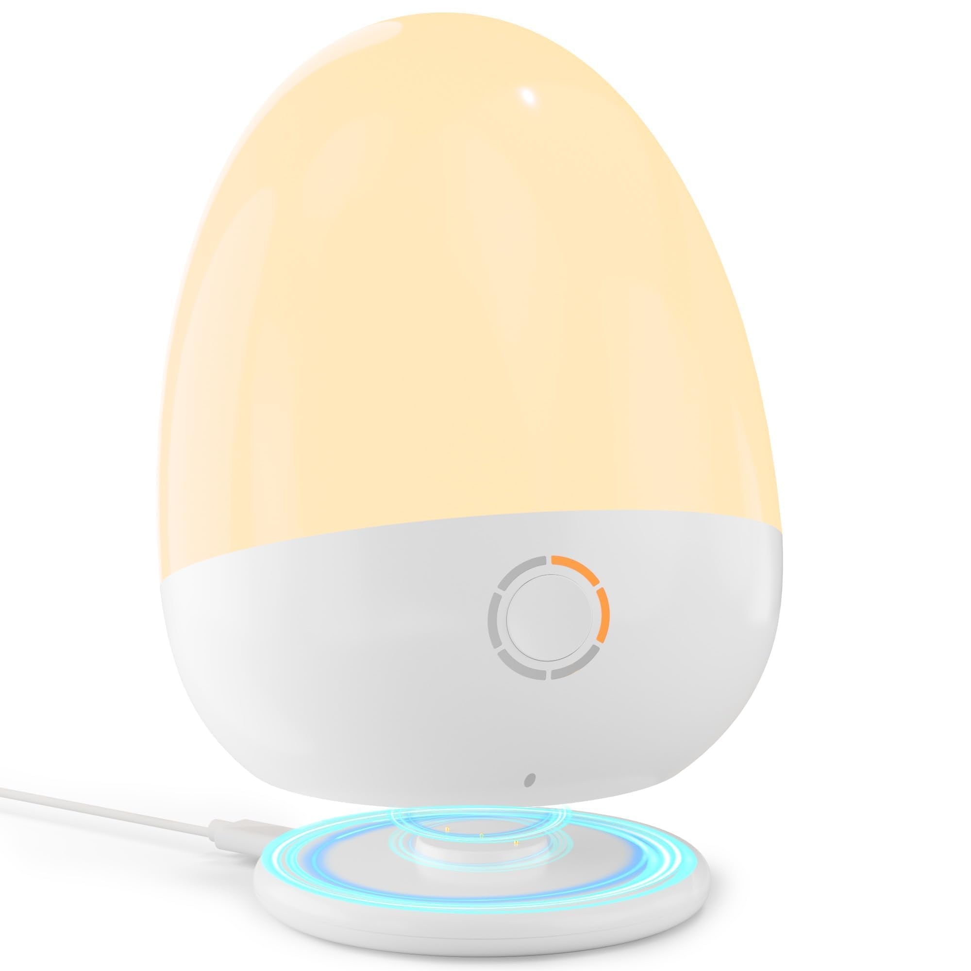 Egg-shaped touch night light with feeding timer and 3 dimmable color temperatures