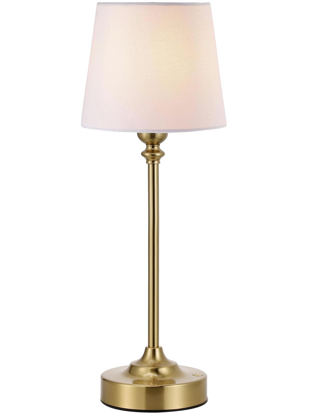 Cordless rechargeable brass table lamp, touch-control dimming