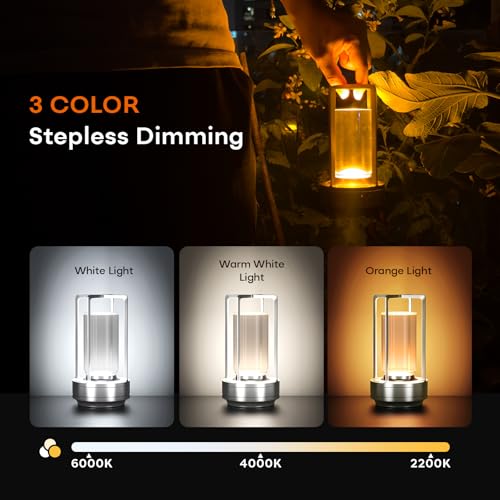 Portable metal table lamp for indoor and outdoor use, 2-pack