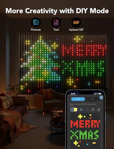 Smart RGBIC curtain string light, 520 LEDs, IP65 waterproof