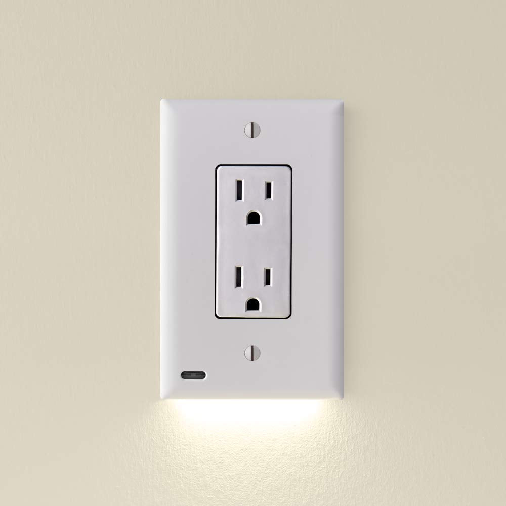 Outlet cover night light 2-pack with auto on/off sensor