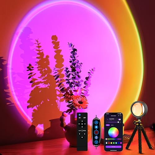 Sunset projection night light with app and remote control, 360 degree