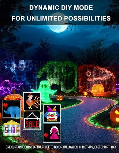 Smart color-changing curtain string light, 400 LED, app control