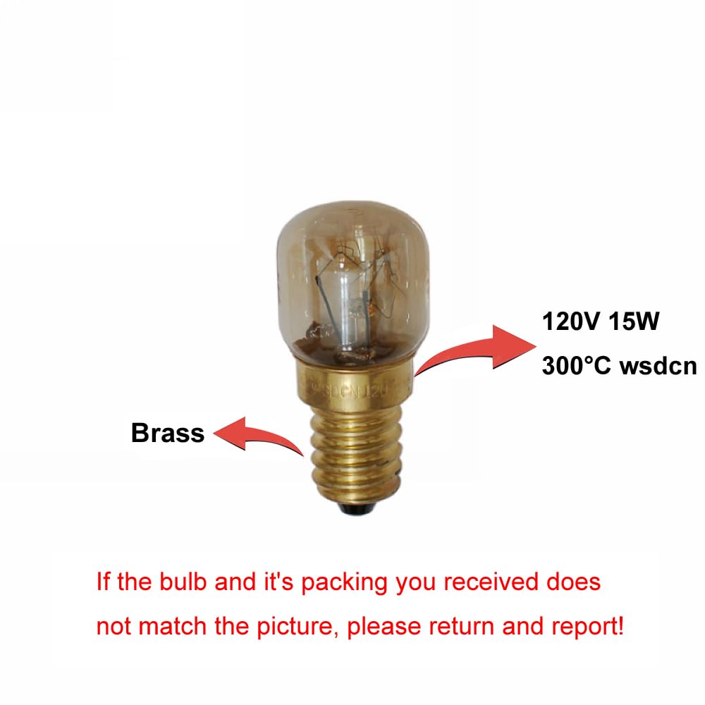 2-Pack E14 Oven Light Bulbs – 15W 120V, Heat Resistant 572°F, T22 Base for Ovens & Appliances