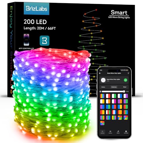 Smart Wi-Fi string light, 66 ft, 200 LED, app-controlled