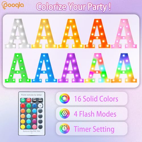 Multicolor LED marquee letter light with remote, decorative night light sign
