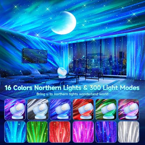 Iceberg-base galaxy projector night light with 300+ effects and white noise