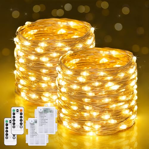 Battery-powered twinkle string light, 400 LEDs, 132 ft, 2-pack