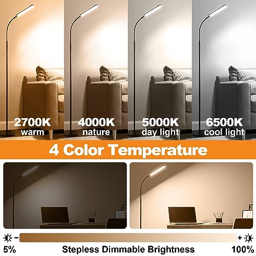 18W LED floor lamp with remote control, timer function and smart plug compatibility