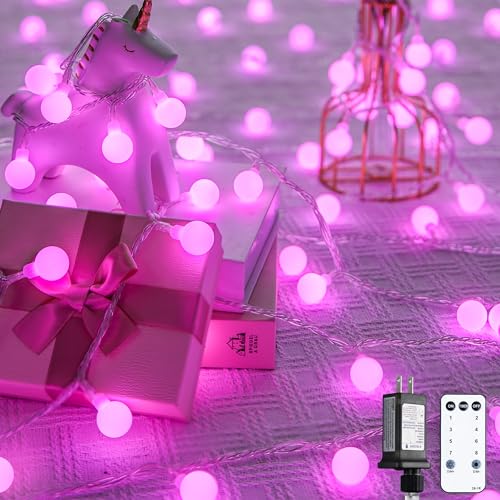 Pink globe string light, 33 ft, 100 LEDs, 8 modes with remote