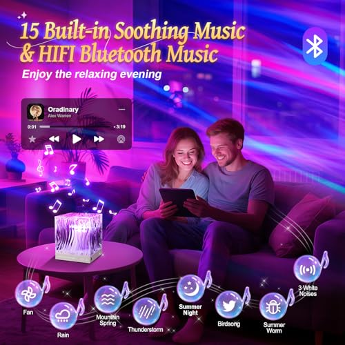 Aurora projector night light with white noise machine and Bluetooth music