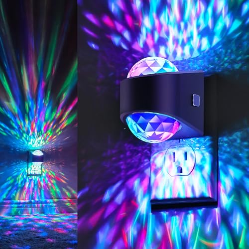 Galaxy star projector night light with dusk-to-dawn sensor, RGB