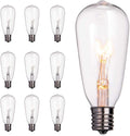 10-Pack Edison Replacement Bulbs – 7W E17 Screw Base ST40 Clear Glass Warm White for Outdoor String Lights